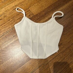 Bershka White Fitted Bustier Camisole